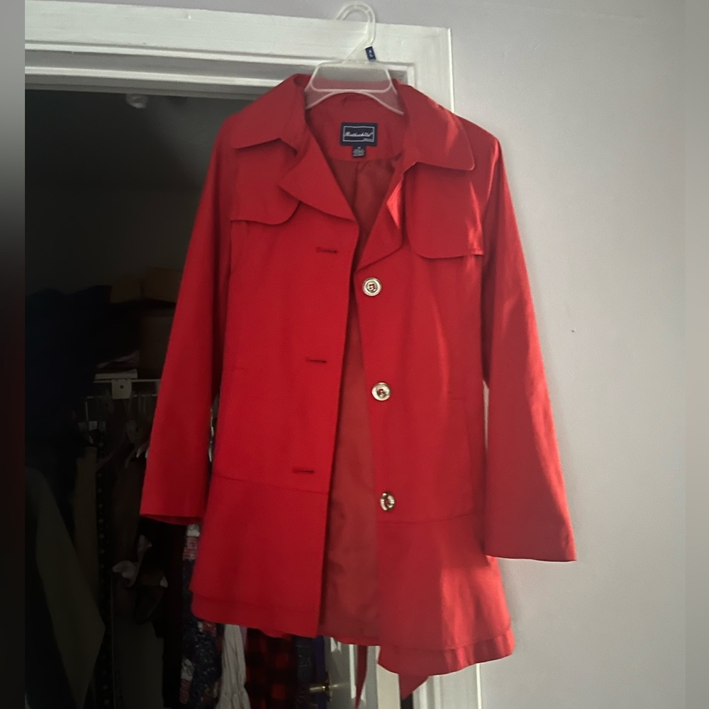 red rain jacket